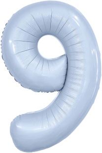 Шар (40''/102 см) Цифра, 9 Slim, Небесный, 1 шт. в уп.