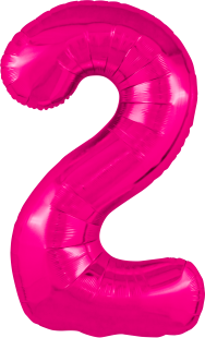 Шар (40''/102 см) Цифра, 2 Slim, Фуксия, 1 шт. в уп.