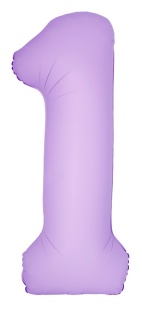 Шар (40''/102 см) Цифра, 1 Slim, Лаванда, Матовый, 1 шт. в уп.