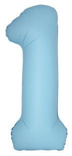 Шар (40''/102 см) Цифра, 1 Slim, Светло-голубой, Матовый, 1 шт. в уп.