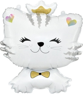 Шар (28''/71 см) Фигура, Котенок Принцесса, Белый, 1 шт.