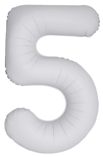 Шар (40''/102 см) Цифра, 5 Slim, Белый, Матовый, 1 шт. в уп.