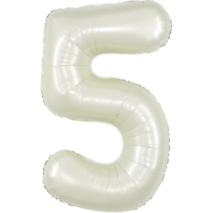 Шар (40''/102 см) Цифра, 5, Белый песок, Сатин, 1 шт. в уп.