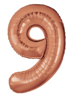 Шар (40''/102 см) Цифра, 9 Slim, Бронза, Металлик, 1 шт. в уп.