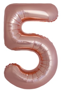 Шар (40''/102 см) Цифра, 5 Slim, Розовое Золото, Металлик, 1 шт. в уп.