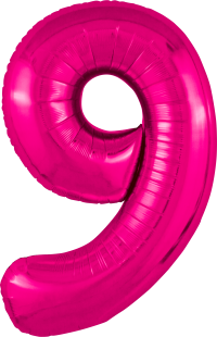 Шар (40''/102 см) Цифра, 9 Slim, Фуксия, 1 шт. в уп.