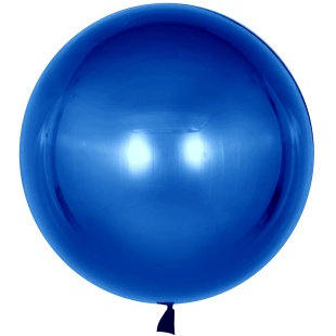 Шар с клапаном (18''/46 см) Сфера, Deco Bubble, Синий, Хром, 10 шт. в уп.