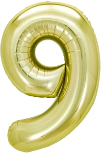 Шар (40''/102 см) Цифра, 9, Белое золото, Металлик, 1 шт. в уп.