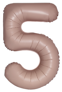 Шар (40''/102 см) Цифра, 5 Slim, Винтажная роза, Матовый, 1 шт. в уп.