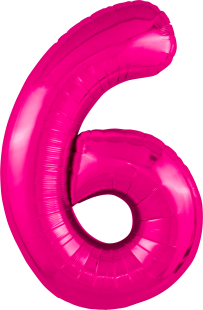 Шар (40''/102 см) Цифра, 6 Slim, Фуксия, 1 шт. в уп.