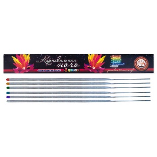 Бенгальский огонь 90 сек, Карнавальная ночь, Ассорти, 30 см, 6 шт. с держат.