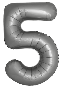 Шар (40''/102 см) Цифра, 5 Slim, Лунное Серебро, Матовый, 1 шт.
