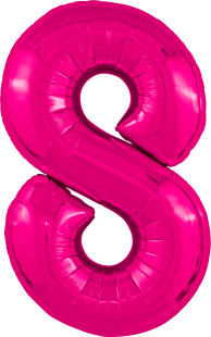 Шар (40''/102 см) Цифра, 8 Slim, Фуксия, 1 шт. в уп.