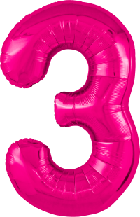 Шар (40''/102 см) Цифра, 3 Slim, Фуксия, 1 шт. в уп.