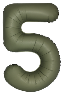 Шар (40''/102 см) Цифра, 5 Slim, Оливковый, Матовый, 1 шт.