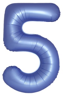 Шар (40''/102 см) Цифра, 5 Slim, Синий хром, Сатин, 1 шт. в уп.