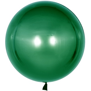 Шар с клапаном (18''/46 см) Сфера, Deco Bubble, Зеленый, Хром, 10 шт. в уп.