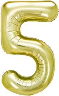 Шар (40''/102 см) Цифра, 5, Белое золото, Металлик, 1 шт. в уп.