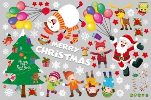 Наклейки Веселый праздник, 60*90 см, Ассорти, 1 лист.