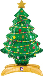 Шар 3D (32''/81 см) Фигура на подставке, Новогодняя елочка, Ярко-зеленый, 1 шт. в уп.