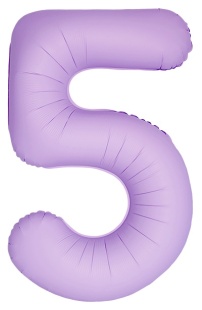 Шар (40''/102 см) Цифра, 5 Slim, Лаванда, Матовый, 1 шт. в уп.