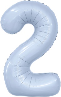 Шар (40''/102 см) Цифра, 2 Slim, Небесный, 1 шт. в уп.