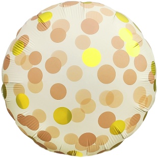 Шар (18''/46 см) Круг, Конфетти, Кофейный, Сатин, 1 шт. в уп.