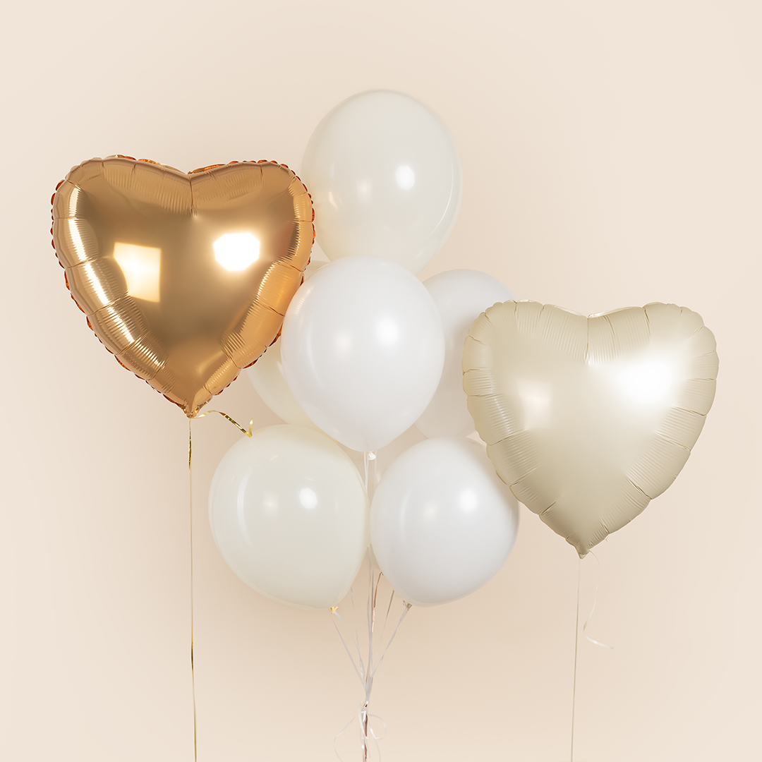 Шар (22''/56 см) Сердце, Кремовый, Сатин, 1 шт. в уп.