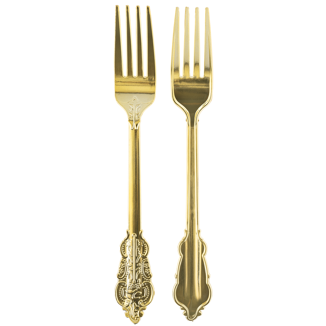 Вилки, Барокко, Золото, Металлик, 18,5 см, 10 шт. в упак. 