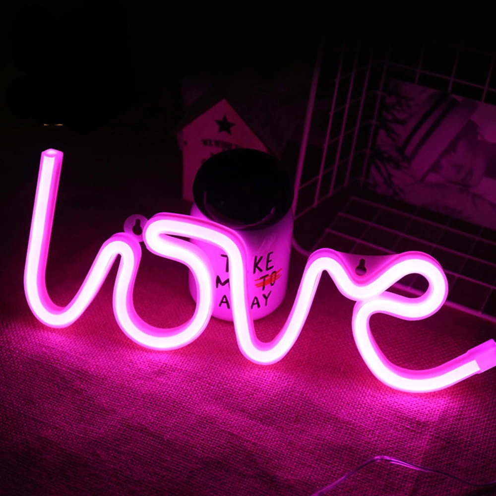 Световая надпись Love, 13*35 см. Розовый, 1 шт.