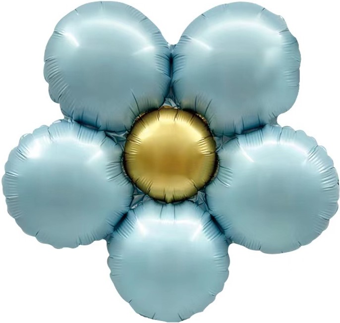 Шар (18''/46 см) Цветок, Ромашка (надув воздухом), Голубой, Сатин, 1 шт.