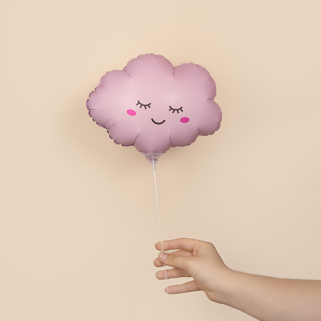 Шар (11''/28 см) Мини-фигура, Облако, Розовый, Матовый, 1 шт.
