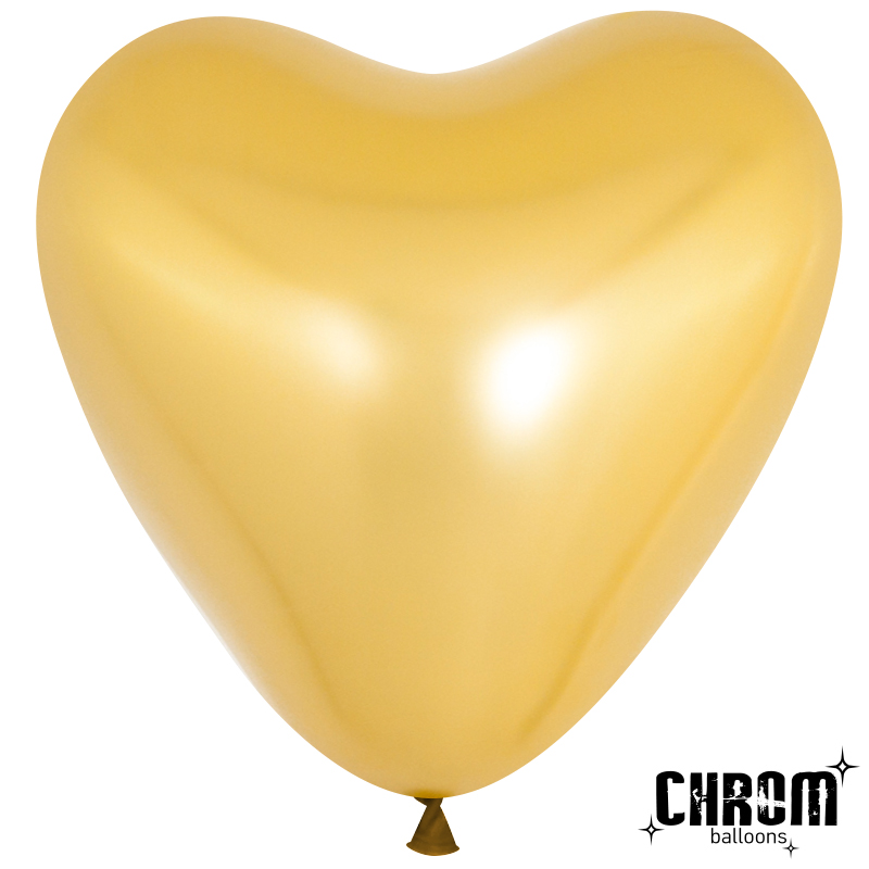 Сердце (10''/25 см) Золото, хром, 50 шт.