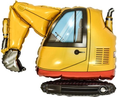 Шар с клапаном (14''/36 см) Мини-фигура, Экскаватор, 5 шт. в уп.