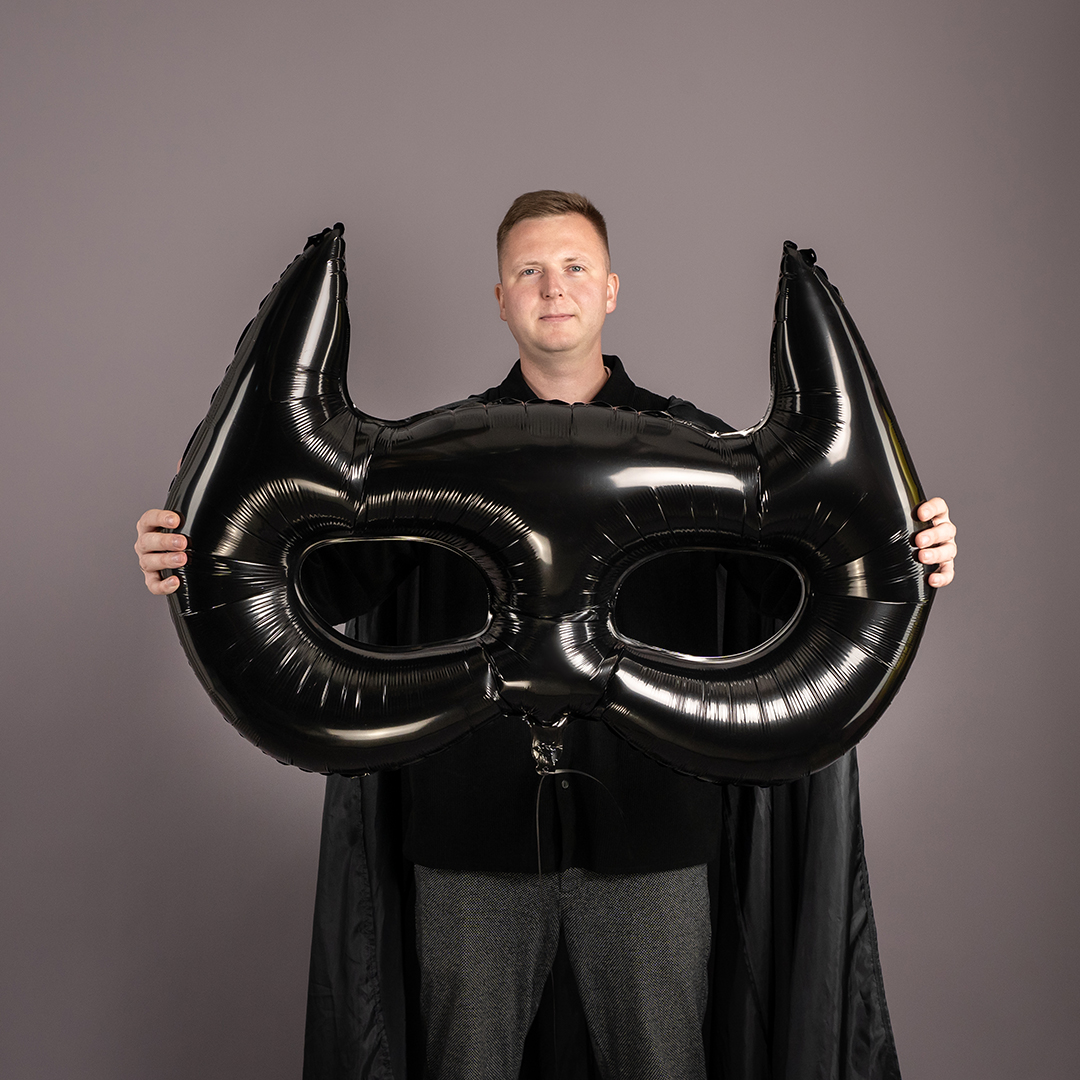 Шар (42''/107 см) Фигура, Маска, Черный, 1 шт. в уп.