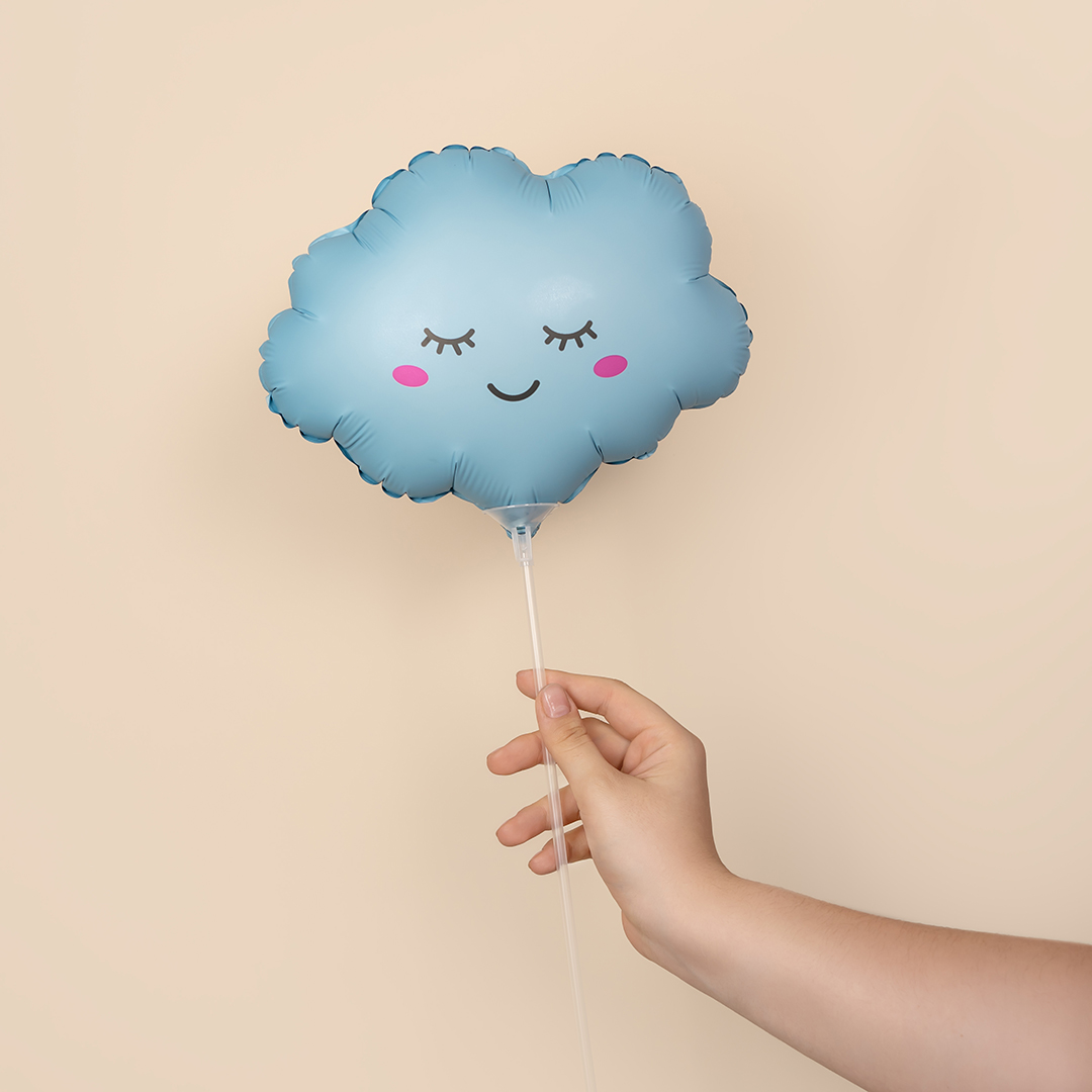 Шар (11''/28 см) Мини-фигура, Облако, Голубой, Матовый, 1 шт.