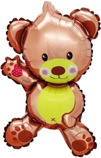 Шар с клапаном (14''/36 см) Мини-фигура, Плюшевый мишка, Коричневый, 1 шт.