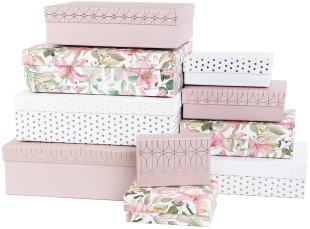Набор коробок Флористический декор, Ассорти, Металлик, 37*27*11 см, 10 шт. в упак. 