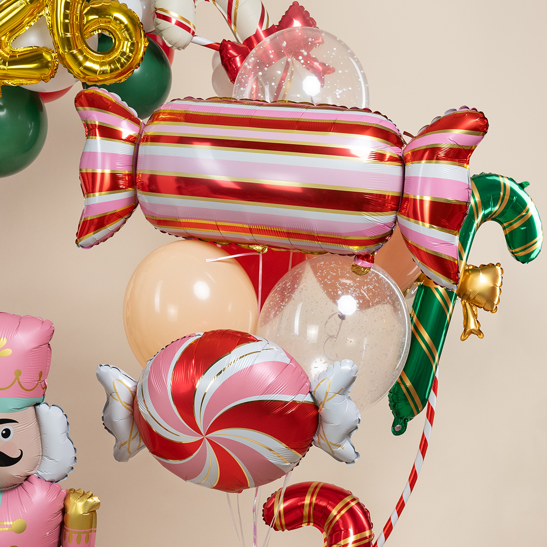 Шар (41''/104 см) Фигура, Конфета Полоски, Розовый/Красный, 1 шт. в уп.