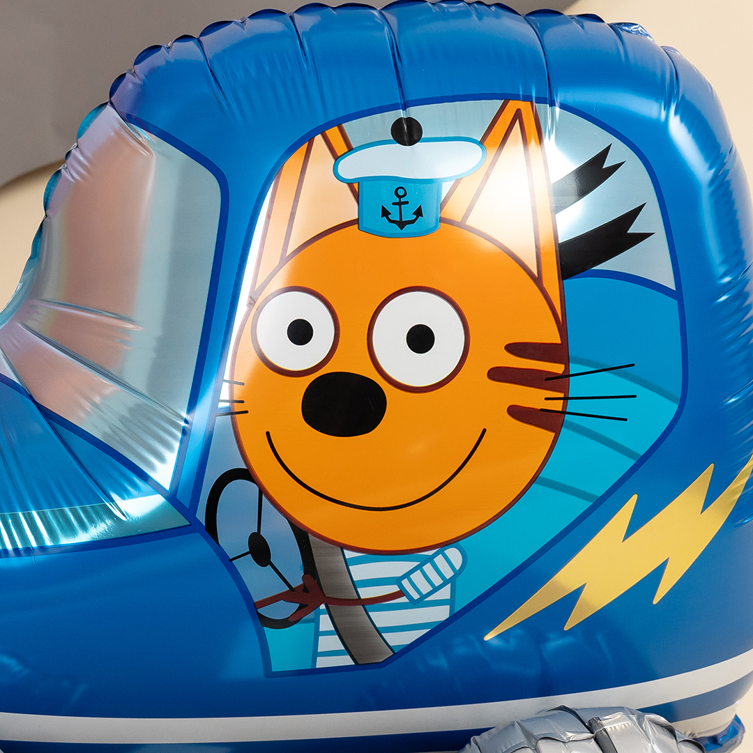 Шар 3D (29''/74 см) Фигура, Три Кота, Коржик в машинке, 1 шт. в уп.