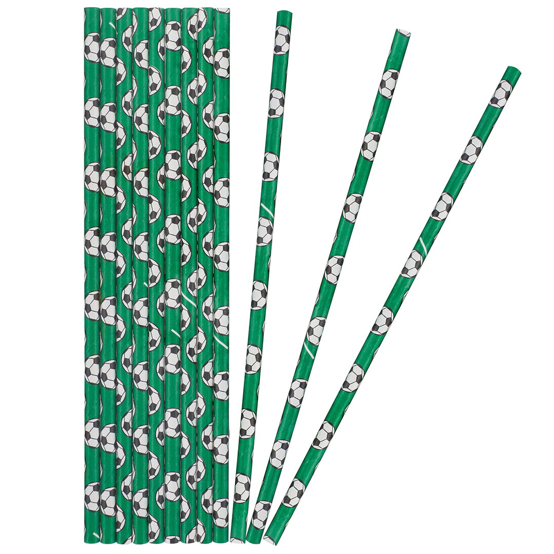 Трубочки для коктейлей, Футбол, Зеленый, 12 шт. в упак. 
