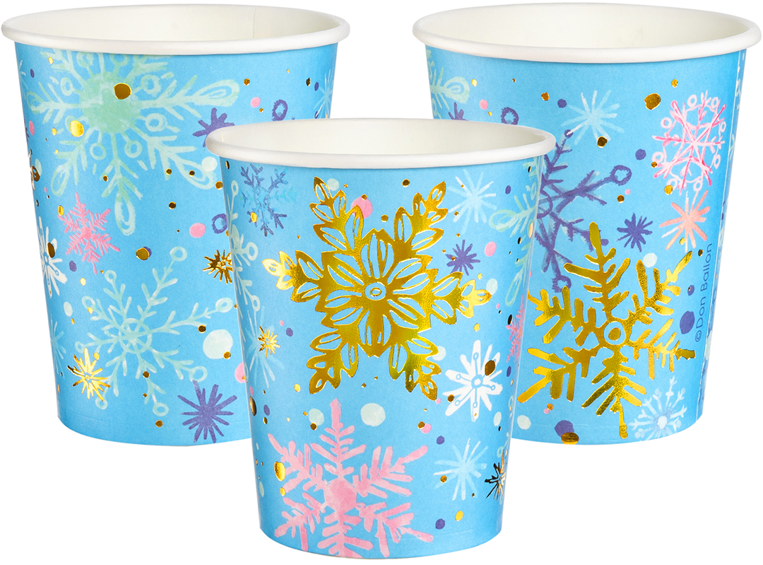 Стаканы (250 мл) Волшебные снежинки, Голубой, Металлик, 6 шт.