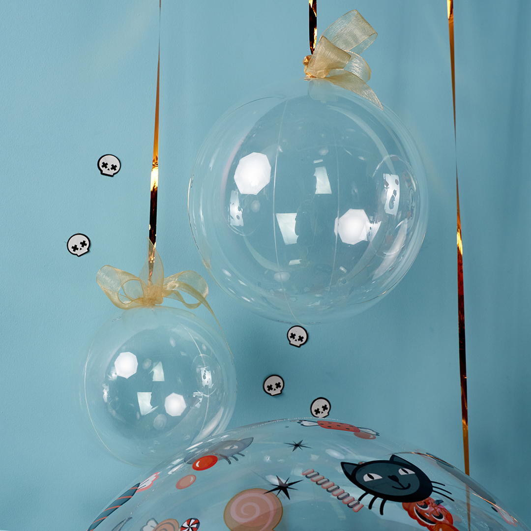 Шар (12''/30 см) Мини-сфера, Deco Bubble (синяя упаковка), Прозрачный, Кристалл, 10 шт. в уп.