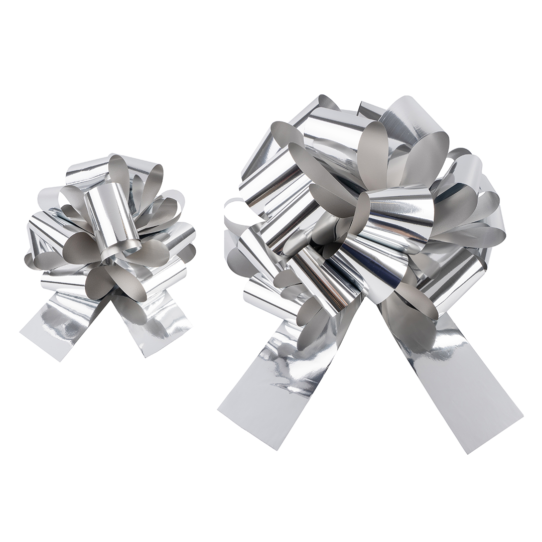 Бант Шар, Серебро, Металлик, 21 см, 1 шт. в упак. 