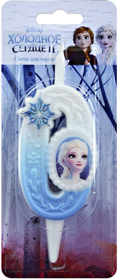 Свеча Цифра, 0 Холодное сердце, 12 см, 1 шт. с держат.