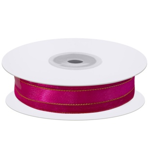 Лента органза (2 см*22,85 м) 4 полосы, Фуксия/Золото, 1 шт.