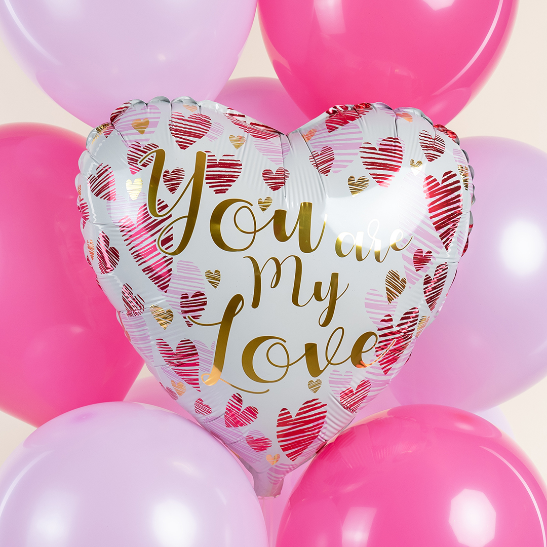 Шар (18''/46 см) Сердце, Моя Любовь (сердца граффити), 1 шт.