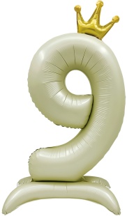 Шар (40''/102 см) Цифра на подставке, 9 Золотая корона, 1 шт. в уп.