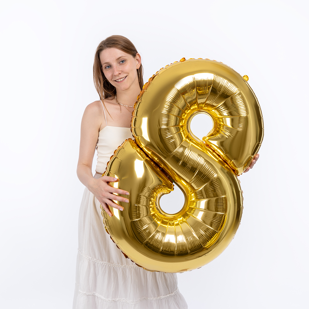 Шар (40''/102 см) Цифра, 8, Золото, 1 шт.