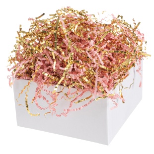 Наполнитель для коробок, Праздничный Дуэт, бумага, ПП, Розовый/Золото, Металлик, 50 г.